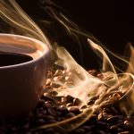 Golden fragrance fly away from roasted coffee
